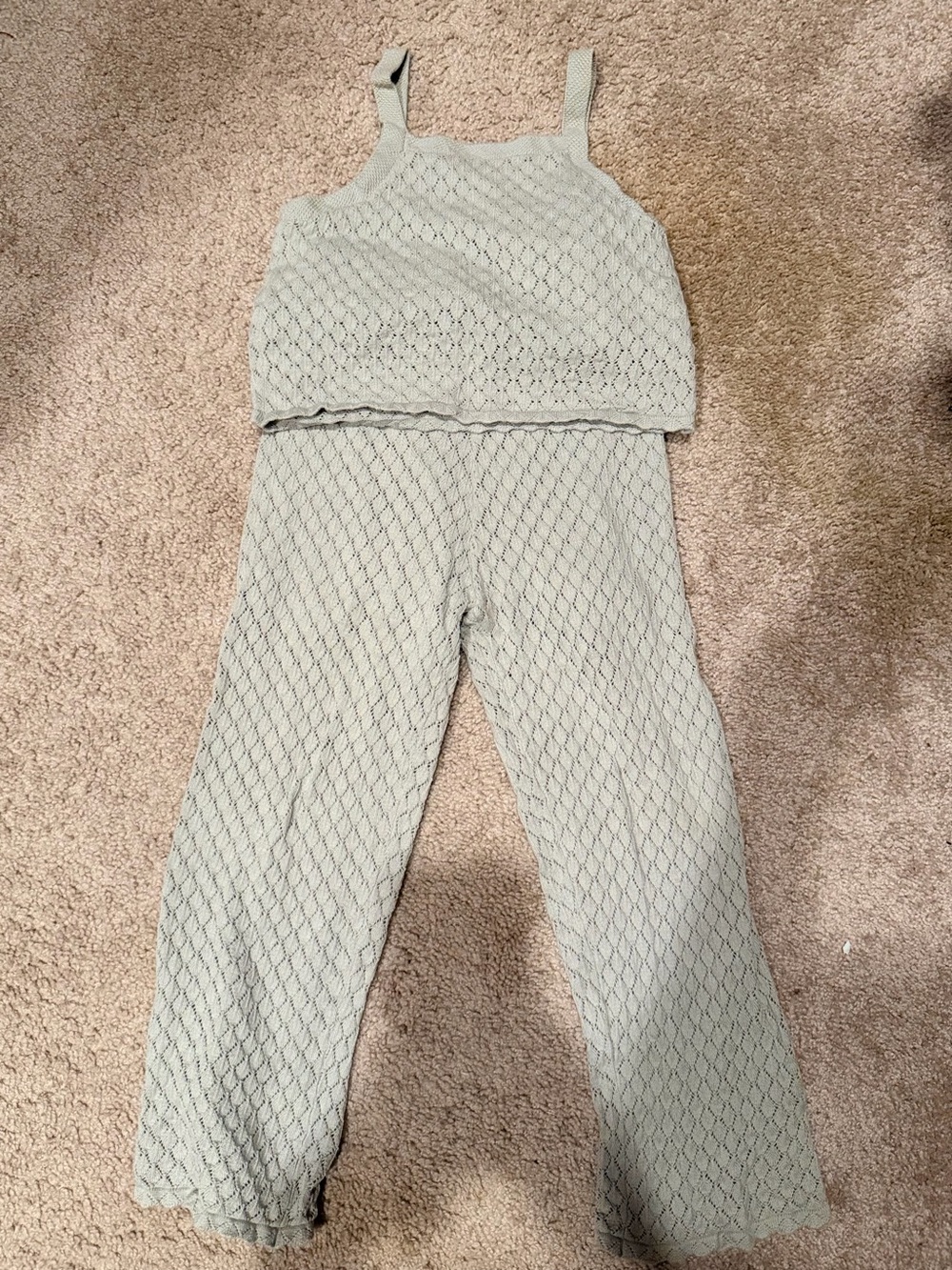 Rylee + Cru Light Sage Knit Tank Jumpsuit Set